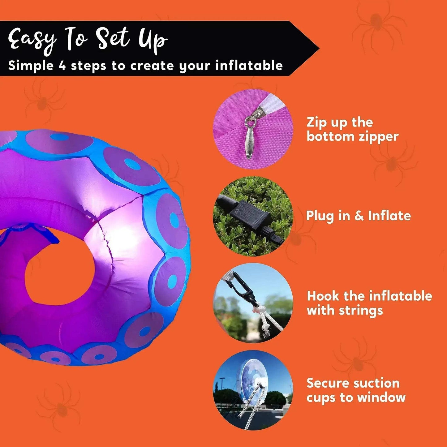 Halloween Inflatable Octopus Tentacles Trio With LEDs For Windows - ToylandEU