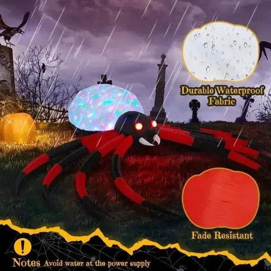 Halloween Inflatable Spider With Rotating LED Lights For Outdoor Decor - ToylandEU