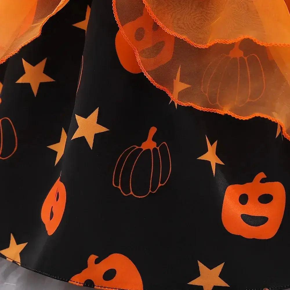 Halloween Pumpkin Toddler Girl Costume Dress With Bow - ToylandEU™