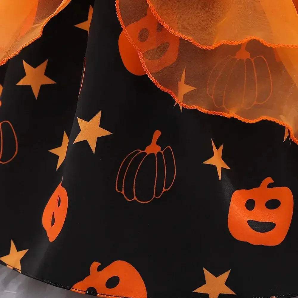 Halloween Pumpkin Toddler Girl Costume Dress With Bow - ToylandEU