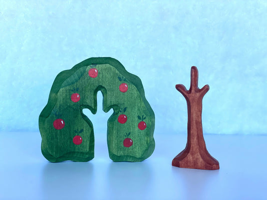 Hand Carved Wooden Apple Tree Toy for Safe Imaginative Play - ToylandEU