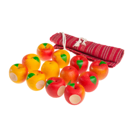 Handcrafted Wooden Apple Counters Montessori Math Toy Set - ToylandEU