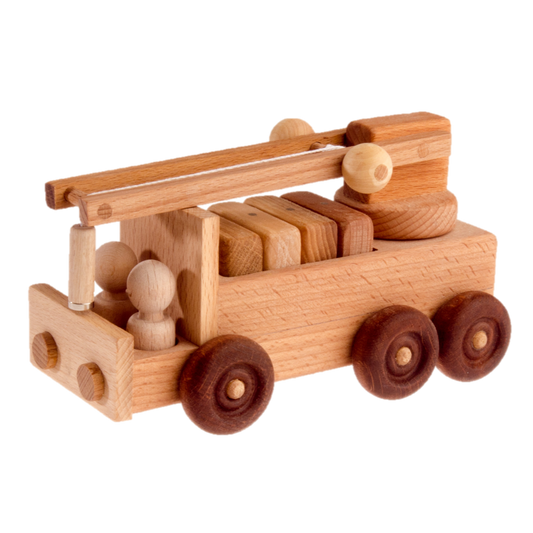 Handcrafted Wooden Crane Toy Truck For Imaginative Play - ToylandEU
