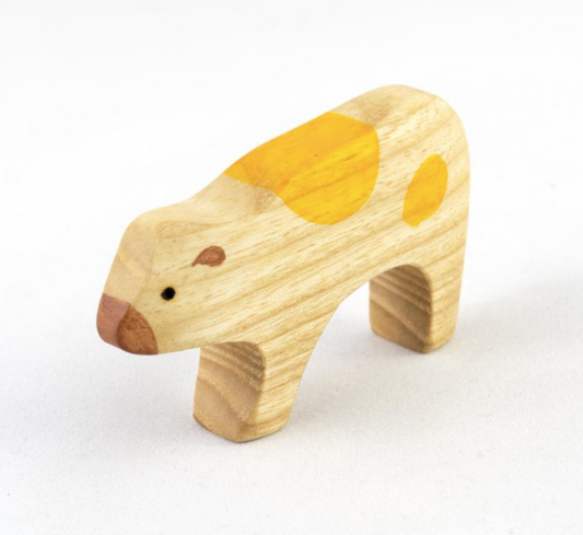 Handmade Painted Wooden Calf Figurine For Creative Play - ToylandEU