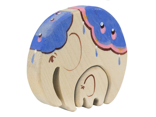Handmade Wooden Elephant Puzzle Set For Safe Nursery Decor - ToylandEU