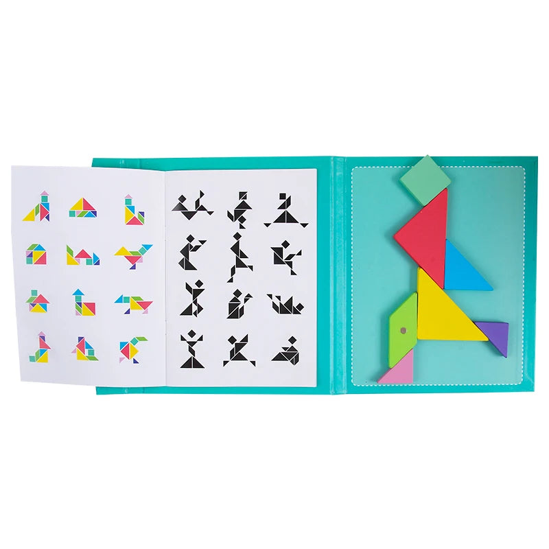 Magnetic Jigsaw Puzzle | 3D Geometric Tangram | Wooden Educational Toy