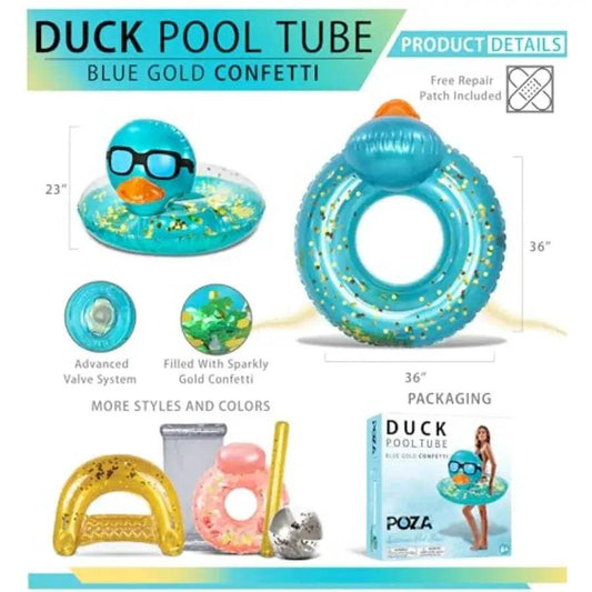 Heavy Duty Inflatable Duck Pool Float Confetti UV - ToylandEU™