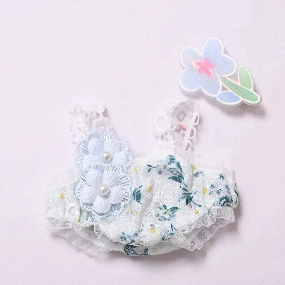 High-Quality Plush Doll Clothing Set with Blue Flower Skirt and Straw Hat for Labubu Plush Toys Ages 0-14 Years Labubu - ToylandEU
