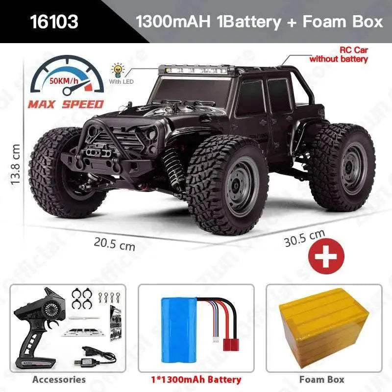 High-Speed 4WD RC Car with LED Lights for Kids and Enthusiasts - ToylandEU