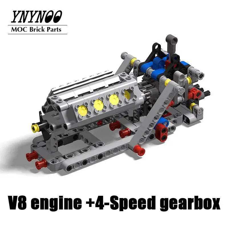 High-Tech Mechanical Power Group V8 Engine Cylinder MOC Toys Building Bricks MOC - ToylandEU