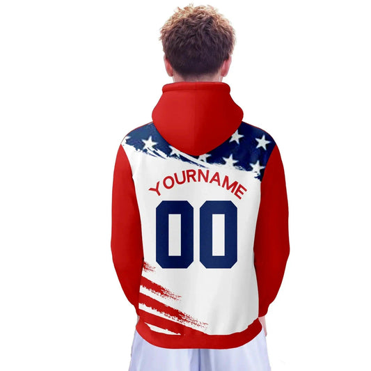 USA Unisex Custom Name And Number Hoodie, Pullover Sweatshirt, Basketball Fan Gift, Streetwear - ToylandEU™