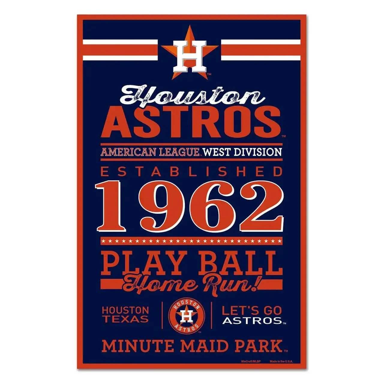Houston Astros 11x17 Wood Sign Established Design Colors - ToylandEU™
