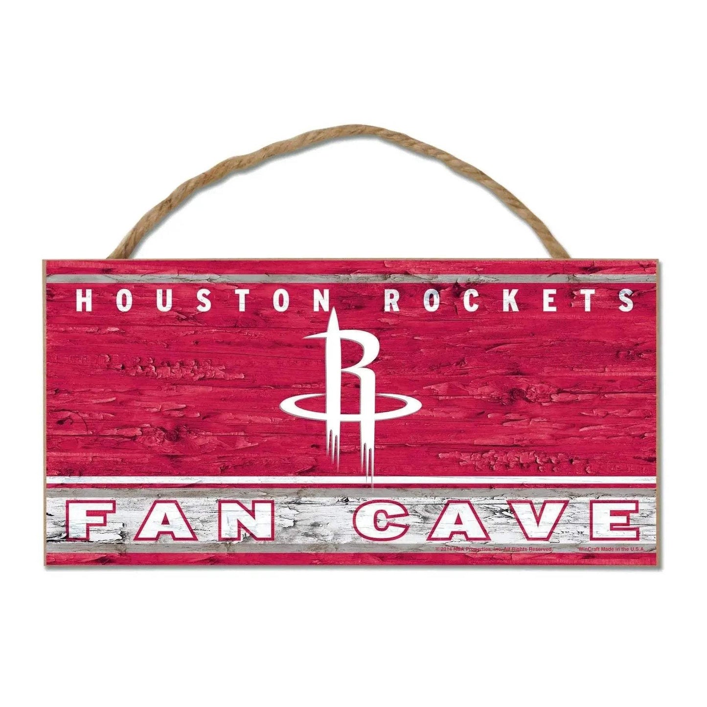 Houston Rockets Wood Sign 5x10 With Rope Fan Cave Display - ToylandEU™