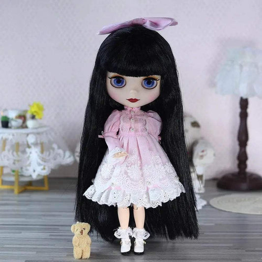 ICY DBS Blyth Doll 1/6 Joint 30cm White Skin Black Hair Set Doll BJD Toy - ToylandEU™
