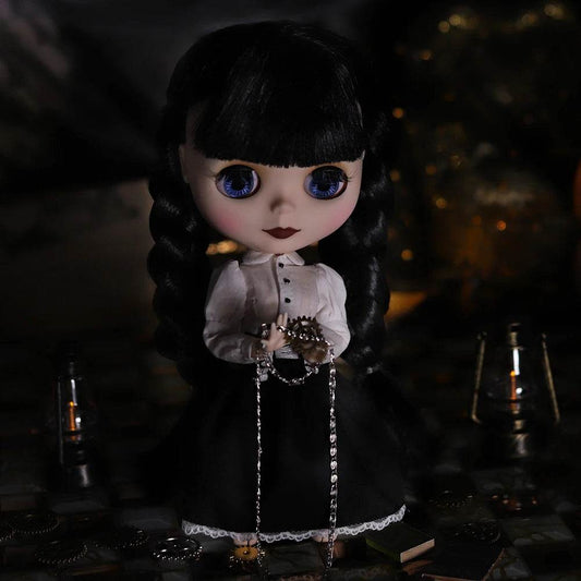 ICY DBS Blyth Doll 1/6 Joint Body 30cm Black Hair Black Eyelids Fashion Gift - ToylandEU
