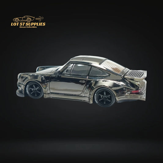 MC Porsche RWB 930 Chrome Gunmetal Gray Diecast 1:64 - ToylandEU