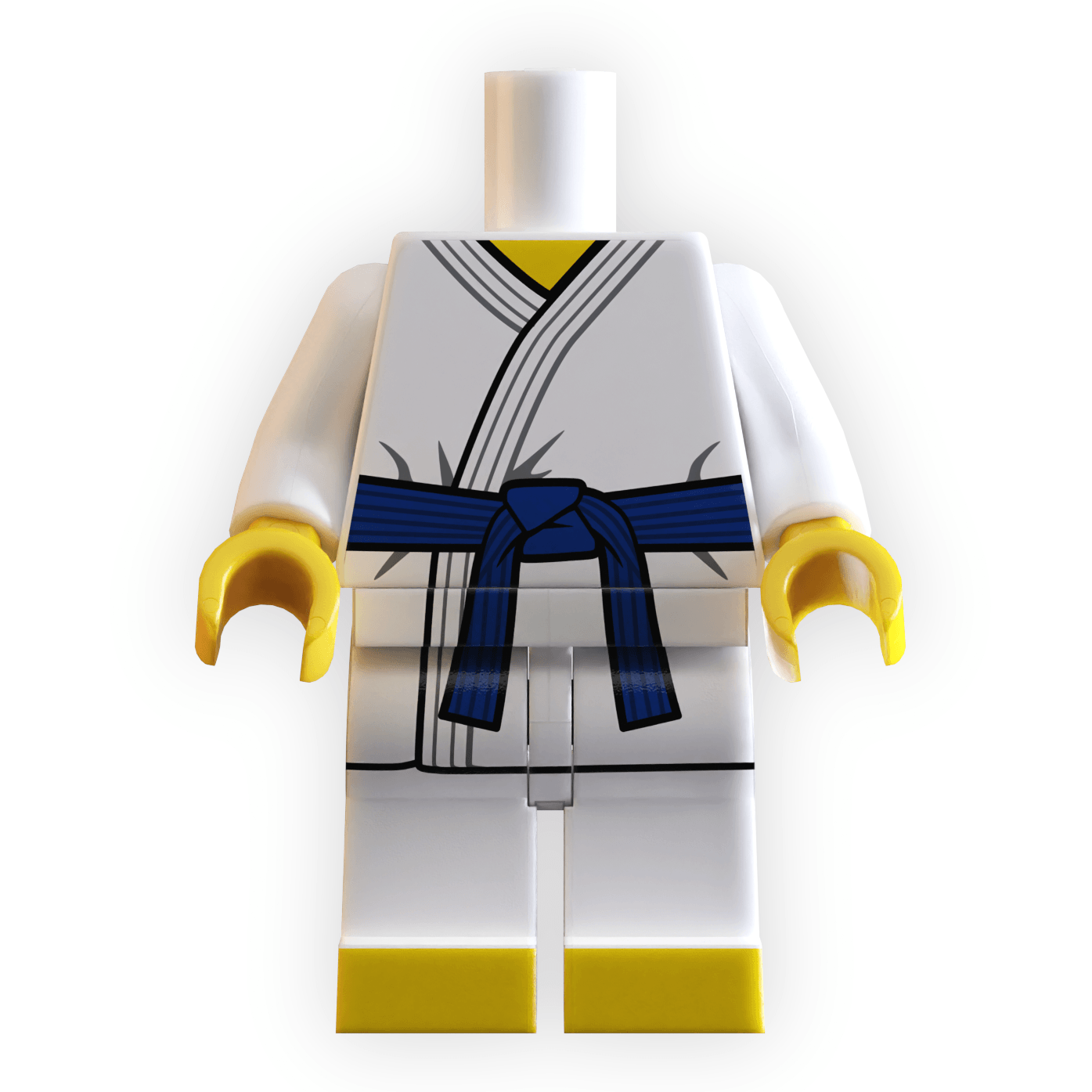 Karate Minifig Body White Gi Blue Belt Toylandeu