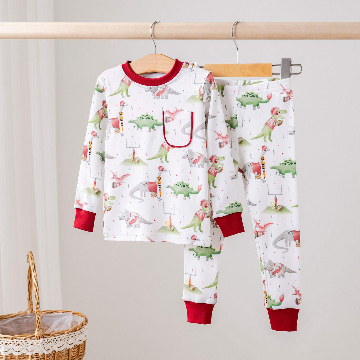 Pajama Set | Organic Cotton | Football Dino Print | Kids