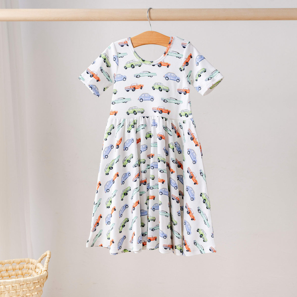 Kids Twirl Dress | Organic Cotton | Vintage Road Trip Print