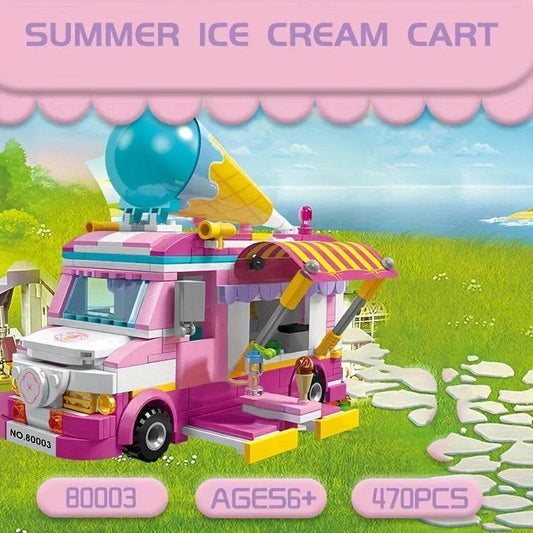 Ice Cream Truck Building Blocks City Street View Pink Car - ToylandEU