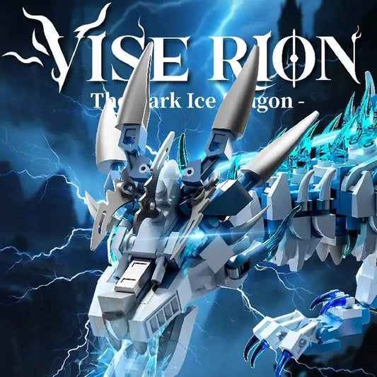 Ice Dragon Building Blocks Set Glowing Eyes - ToylandEU™