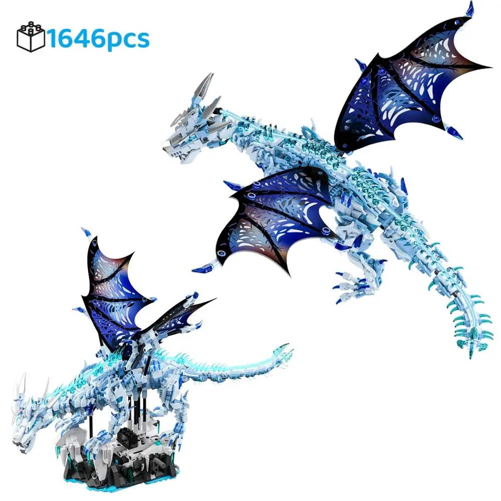Ice Dragon Building Blocks Set Glowing Eyes - ToylandEU™