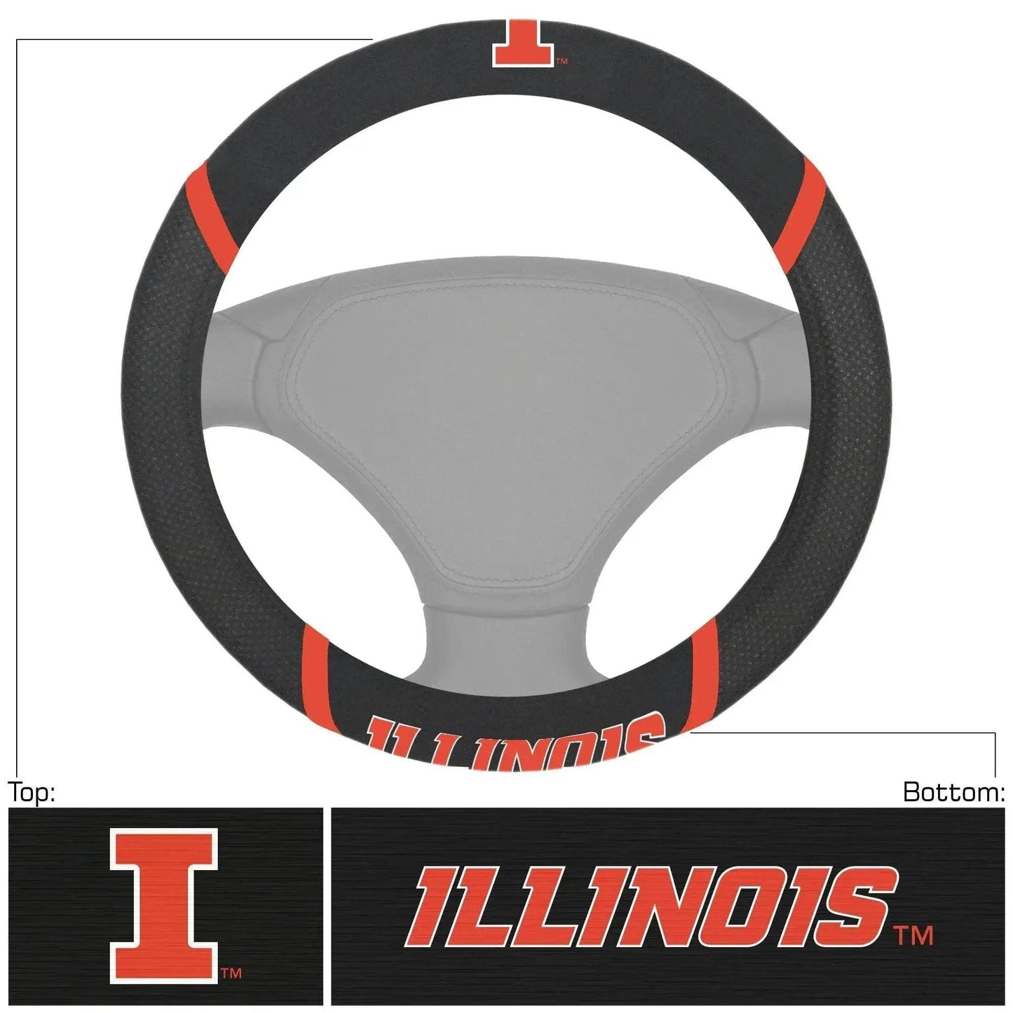Illinois Fighting Illini Steering Wheel Cover Stitched - ToylandEU™