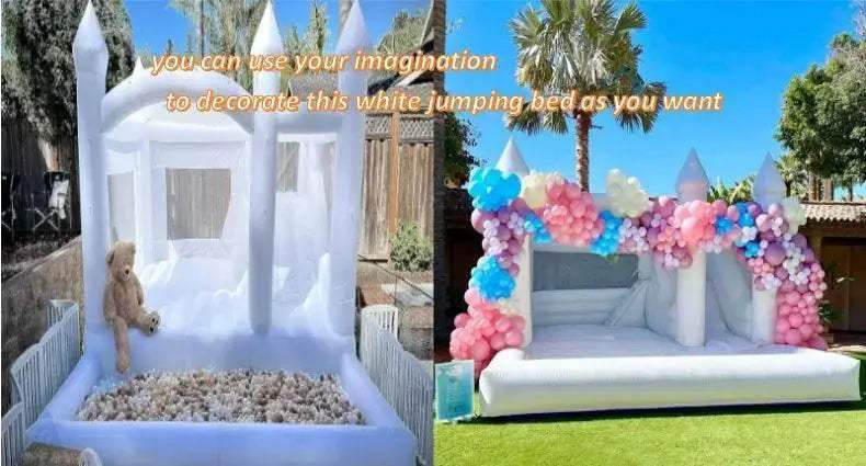 In Stock Large White Bounce House Slide Ball Pit Trampoline - ToylandEU™