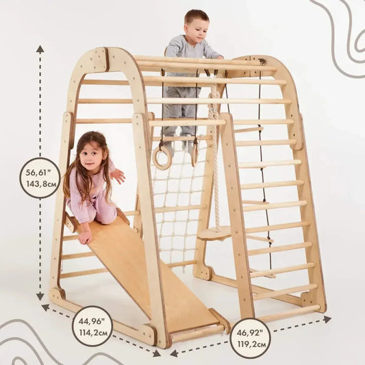 Indoor Wooden Playground for Children - 6in1 Playground + Swings Set + Slide Board - ToylandEU