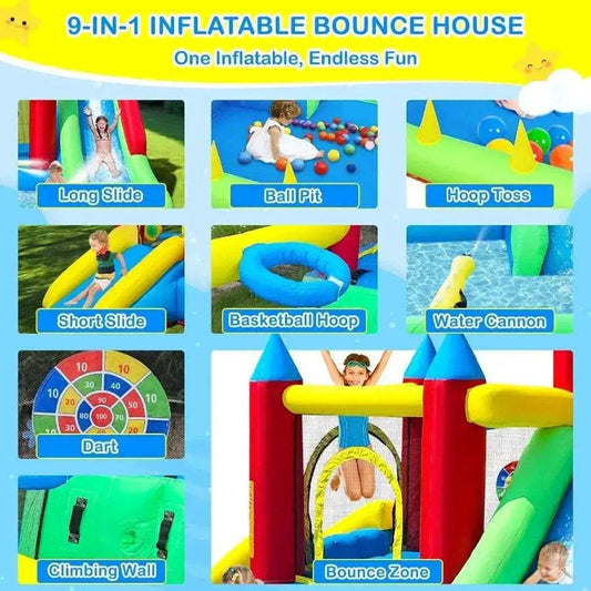 Inflatable 9 In 1 Bounce House With Dual Slides - ToylandEU™