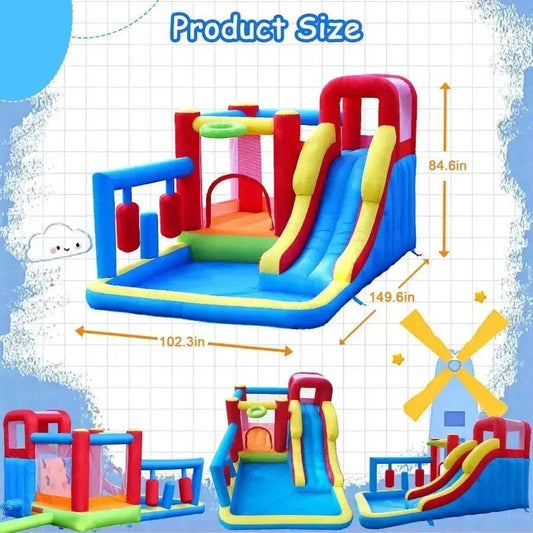 Inflatable Bounce House Obstacle Course With Slide Ball Pit - ToylandEU™