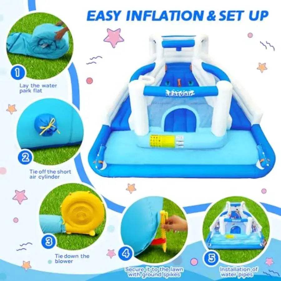 Inflatable Bounce House With Dual Water Slides For Backyard - ToylandEU