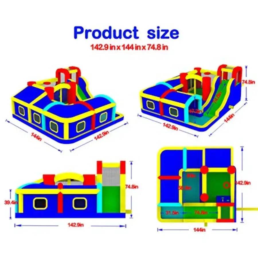 Inflatable Bounce House With Slide and Wave Pool Basketball Rim - ToylandEU