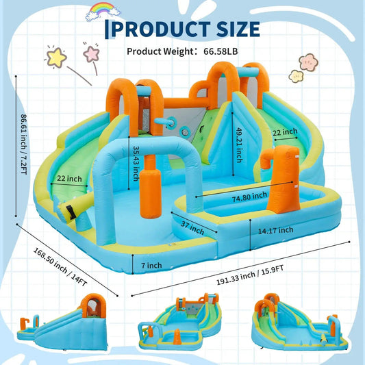 Inflatable Bounce House With Water Slide Ten In One - ToylandEU™