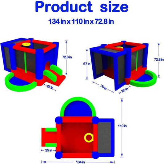 Inflatable Bounce House with Slide and Wave Pool for Kids - ToylandEU