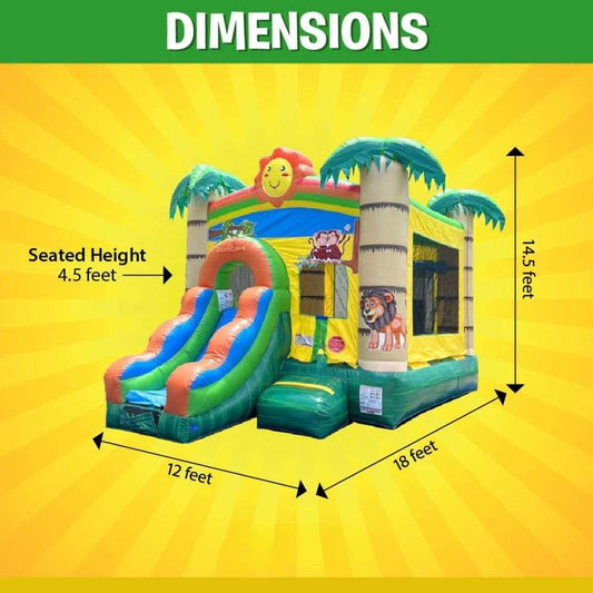 Inflatable Bounce House with Slide for Kids - Jungle Castle Bouncer - ToylandEU