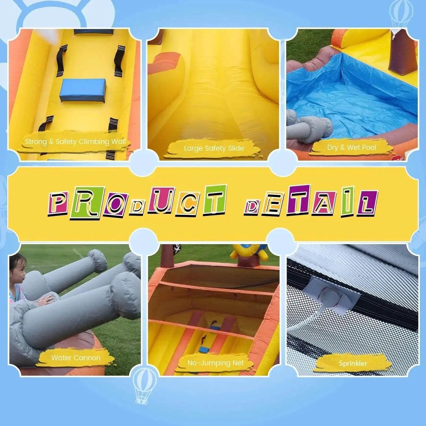 Inflatable Pirate Boat Outdoor Slides Air Bounce Water Play - ToylandEU™