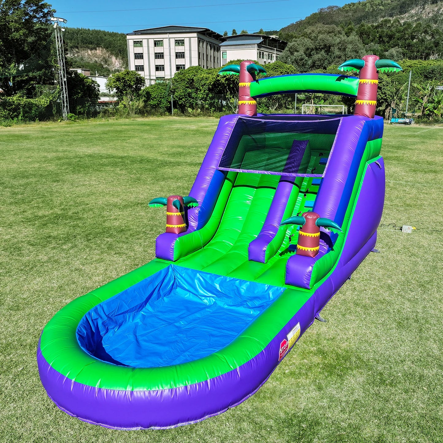 Inflatable Water Slide and Commercial Bounce House With 1100W Blower