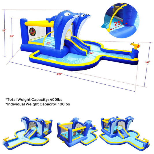 Inflatable Water Slide Bounce House Dolphin Sprinkler - ToylandEU™