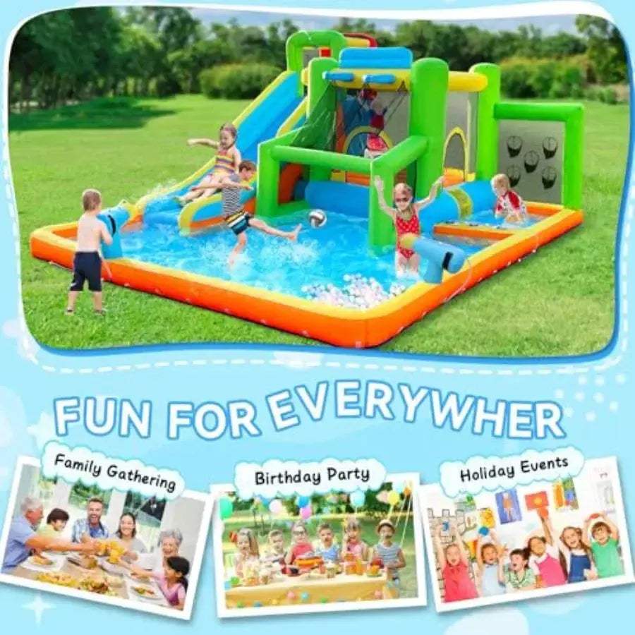 Inflatable Water Slide Bounce House With 550W Blower Durable - ToylandEU