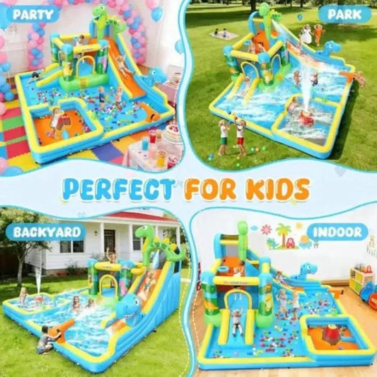 Inflatable Water Slide Bounce House With Long Slides - ToylandEU™