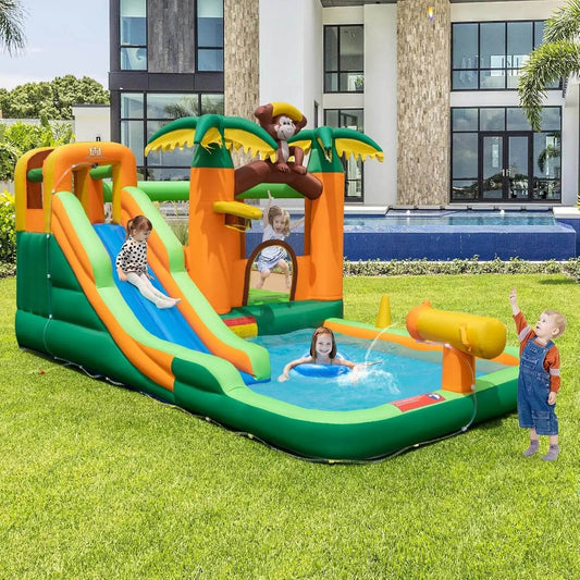 Inflatable Water Slide Bounce House with Long Slide Pool - ToylandEU
