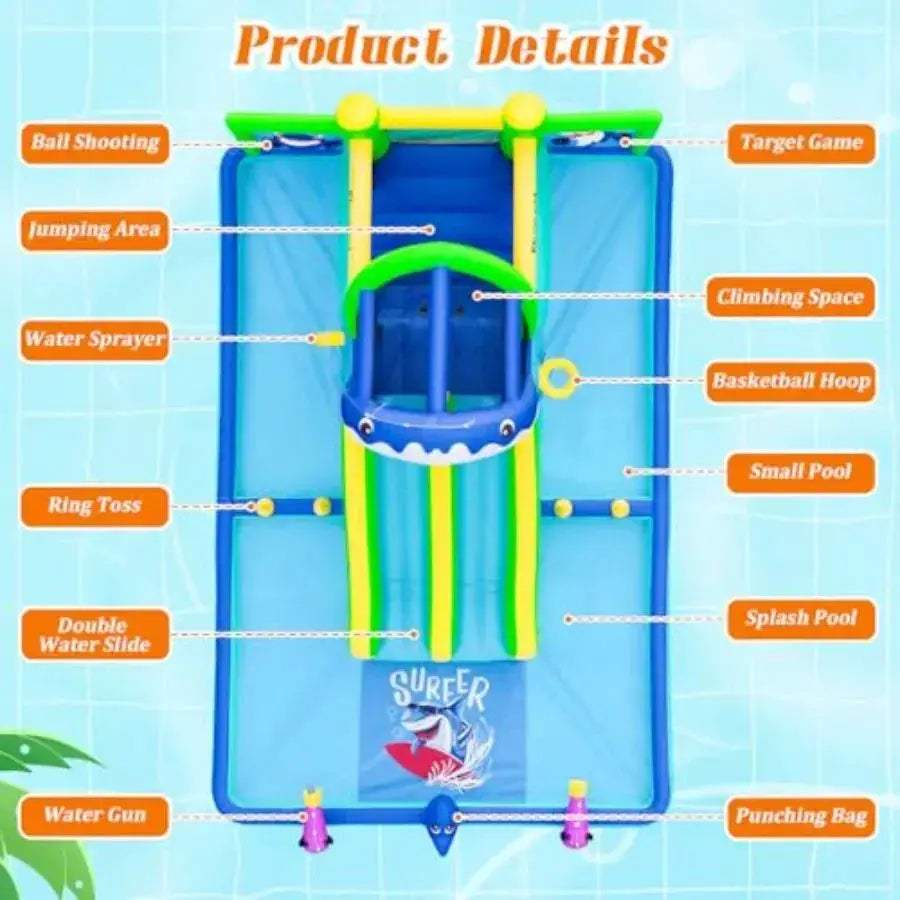 Inflatable Water Slide Park With Double Slides And Climbing Wall - ToylandEU