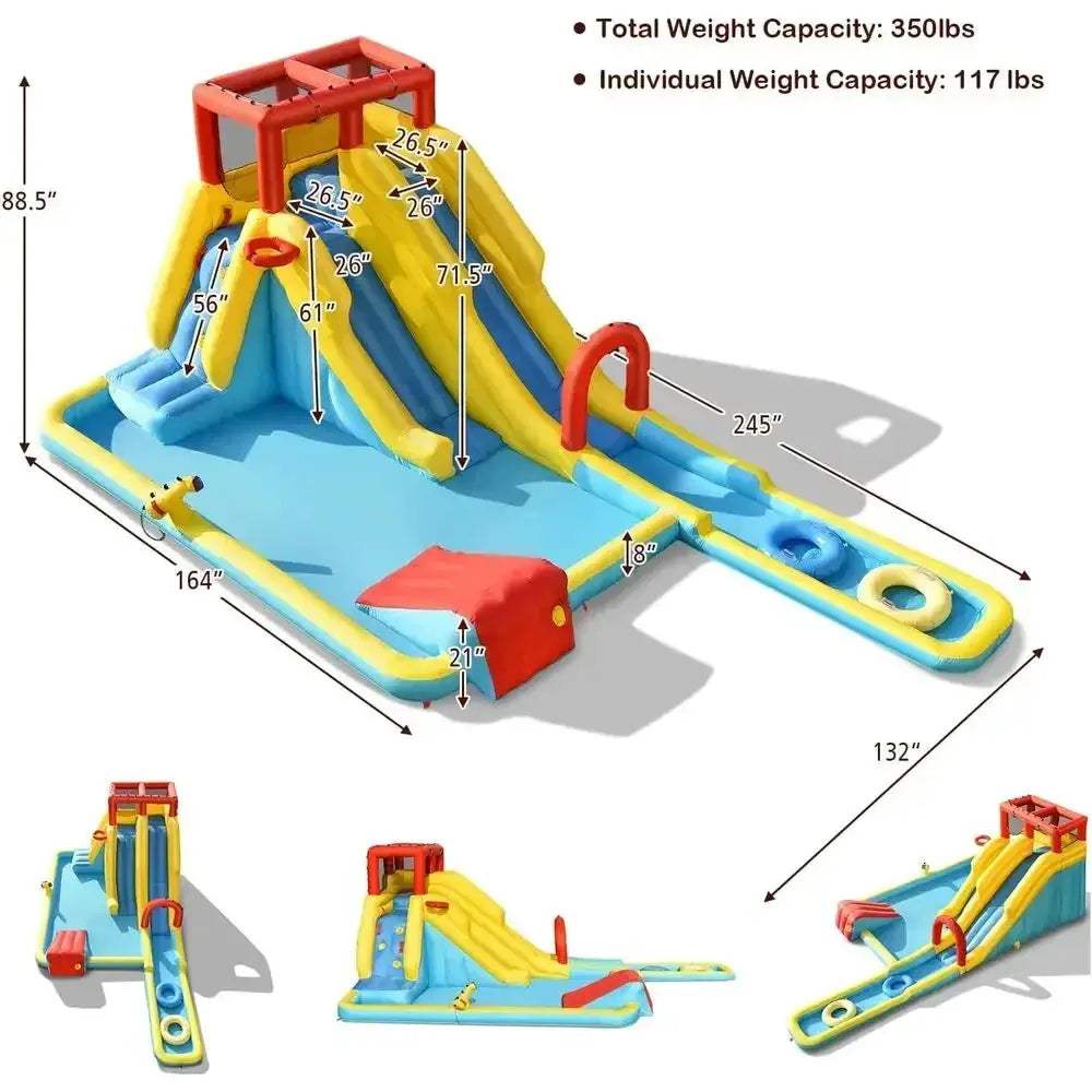 Inflatable Water Slide With Climbing Wall And Dual Pools - ToylandEU