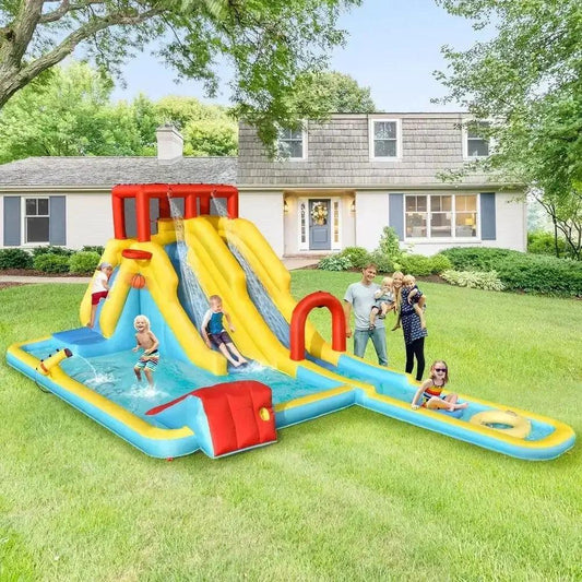 Inflatable Water Slide With Climbing Wall Dual Pools - ToylandEU™