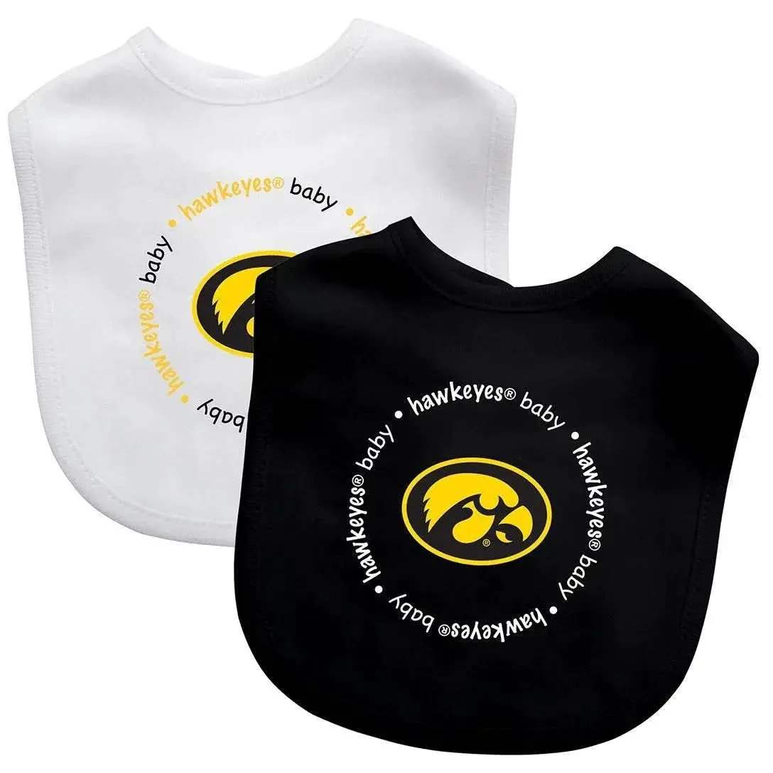 Iowa Hawkeyes Baby Bibs 2 Pack Cotton Embroidered Logo - ToylandEU™