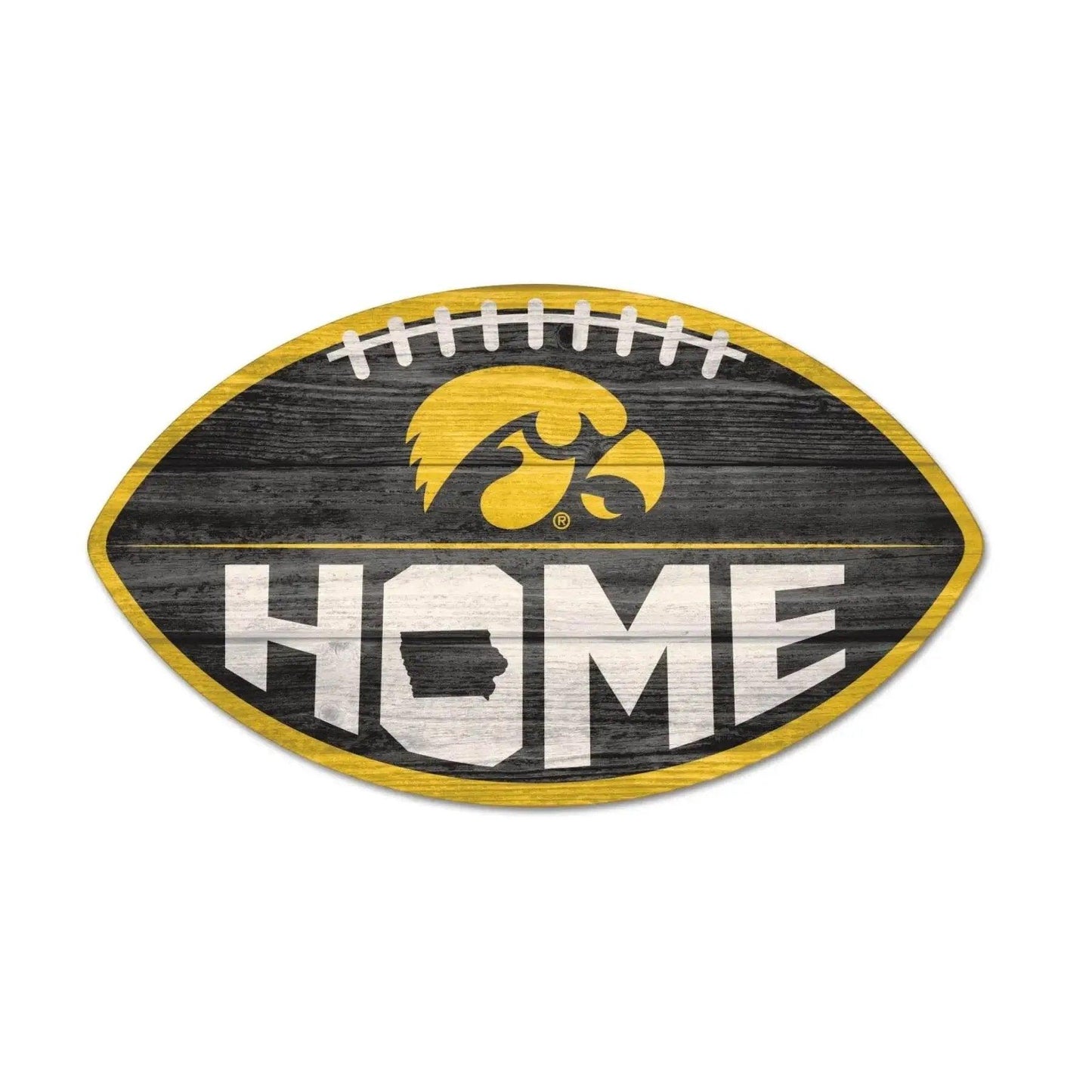 Iowa Hawkeyes Wood Sign Football Shape Wall Decor Classic - ToylandEU™