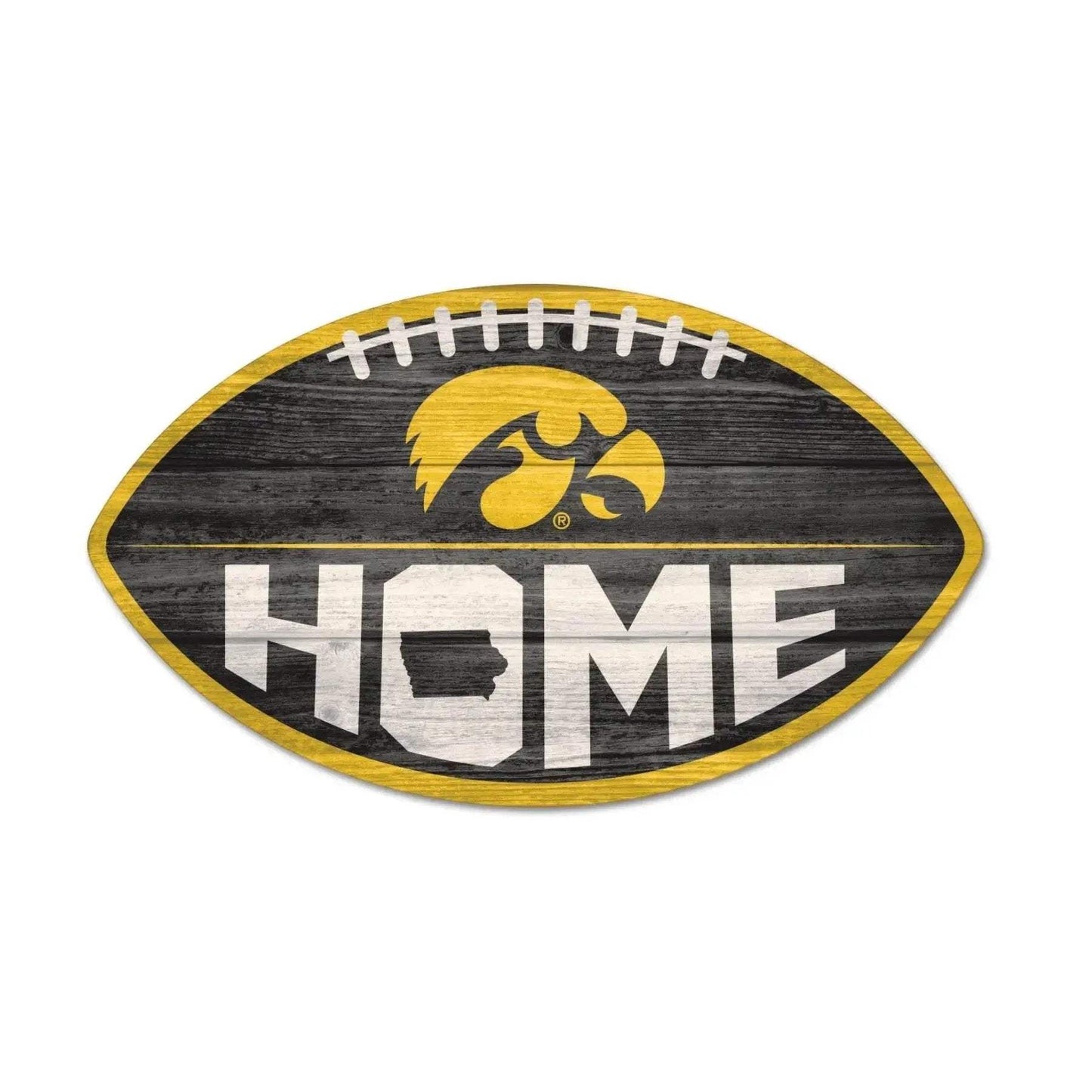 Iowa Hawkeyes Wood Sign Football Shape Wall Decor Classic - ToylandEU™