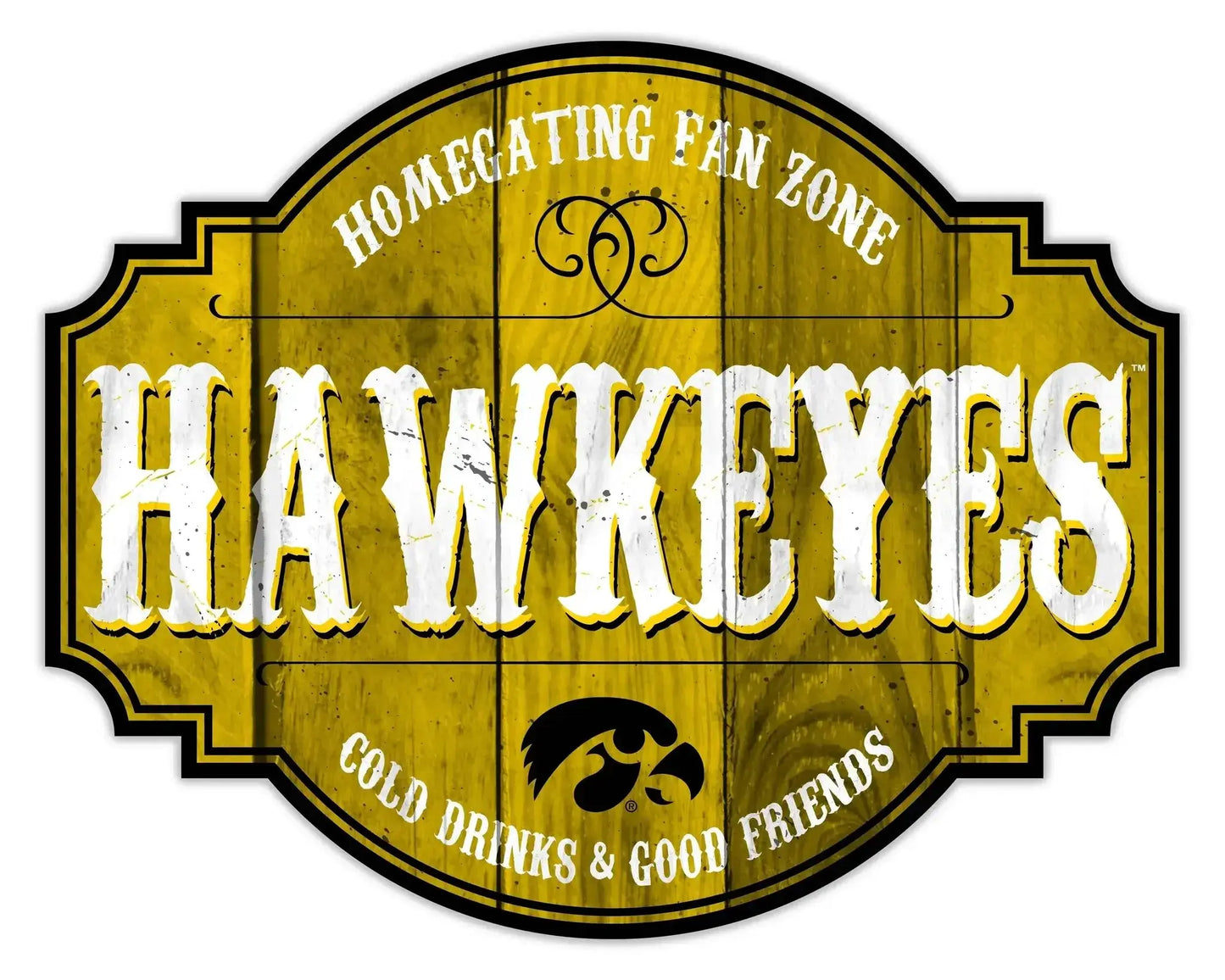 Iowa Hawkeyes Wooden Sign 12 Inch Homegating Tavern Decor - ToylandEU™