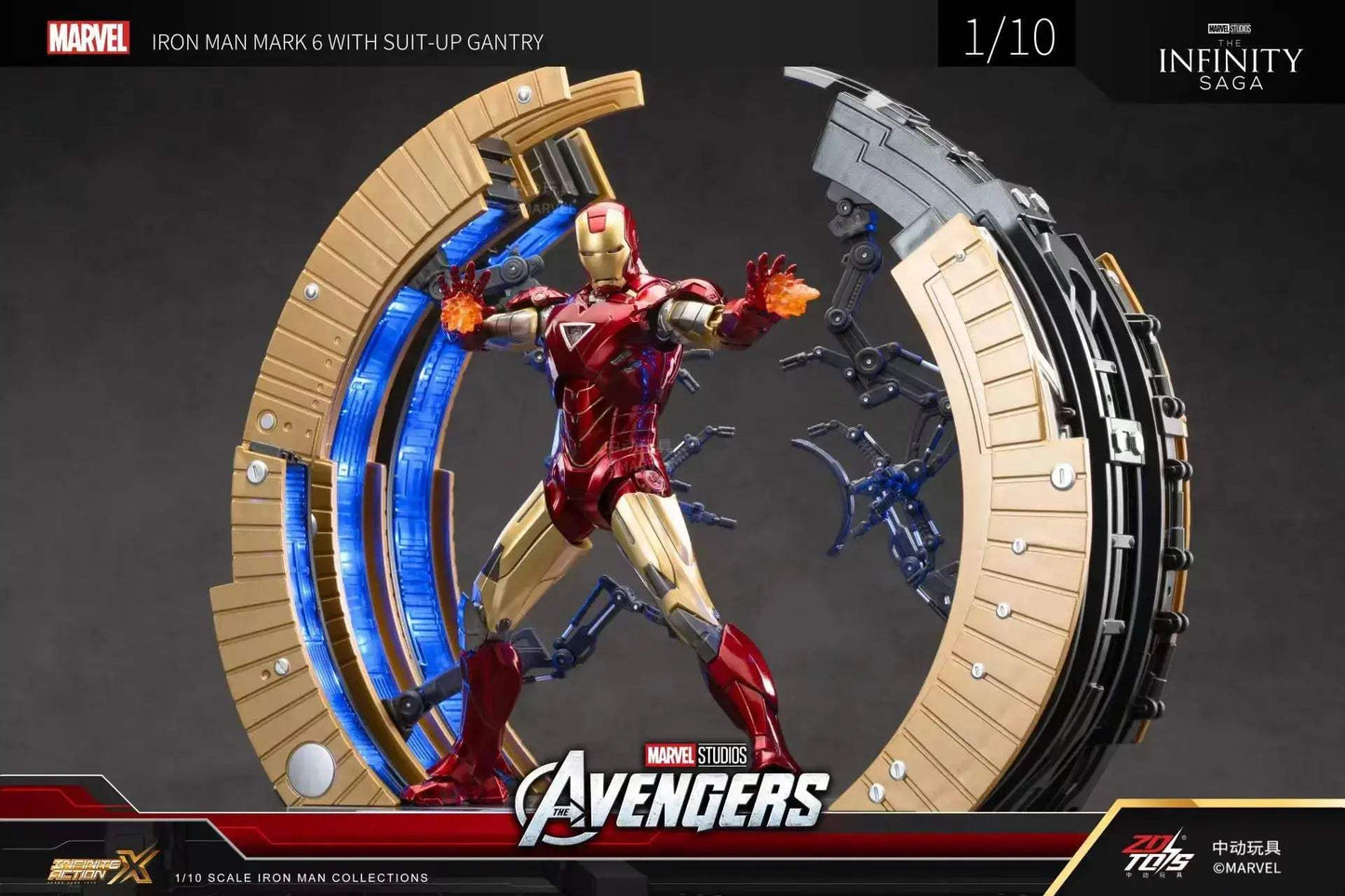 Iron Man Action Figure With Suit Up Gantry LED Platform - ToylandEU